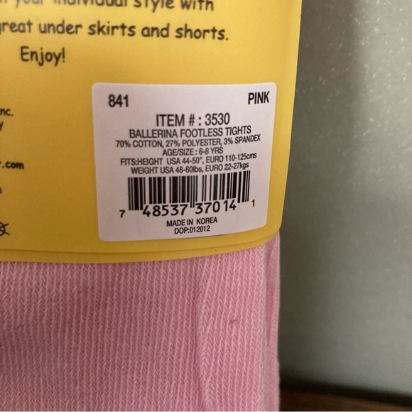 5/$15 NWT Country Kids Pink Ballerina Footless Tights 6-8 Years - Picture 6 of 6
